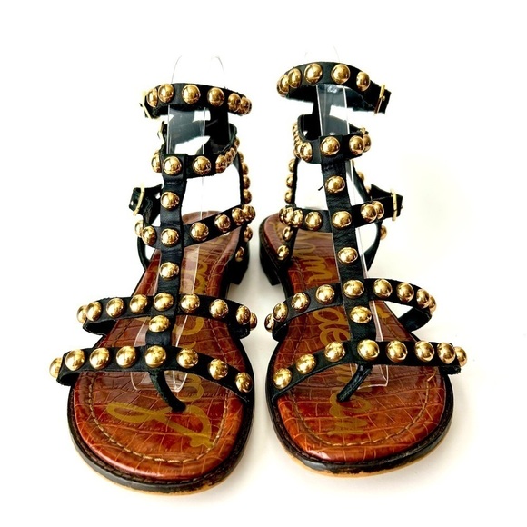 Sam Edelman Eavan Studded Gladiator Sandal Snake Black Leather Size 6 - Picture 6 of 16